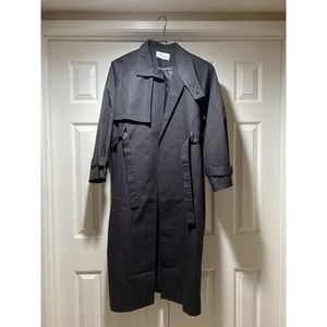 NWOT MORE THAN YESTERDAY Oversized Belted Trench Coat Black Free Size